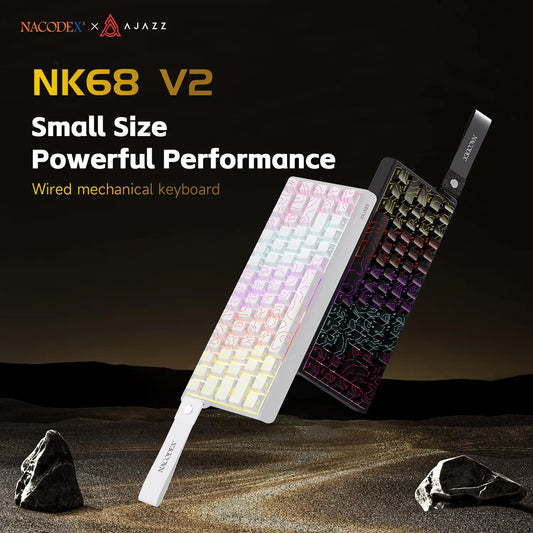 AJAZZ NK68V2 Single-Mode Wired Mechanical Keyboard Portable Gaming Keyboard RGB Hot-Swappable PC Lightweight Mechanical Keyboard
