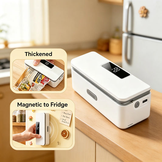 Mini Food Sealer 8-Temp Heat Sealer for Plastic Bags with Magnetic Absorption Portable Bag Resealer for Kitchen, Snacks