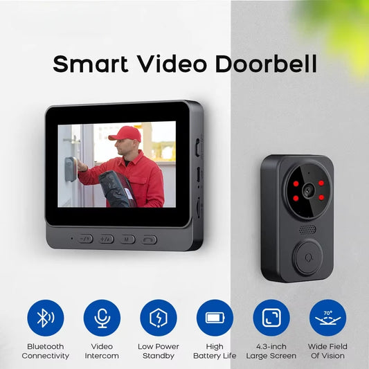 Smart Video Doorbell Camera Wireless, 1080P HD with Night Vision, 2.4G WiFi, Motion Detection, 2-Way Audio, and Cloud Service
